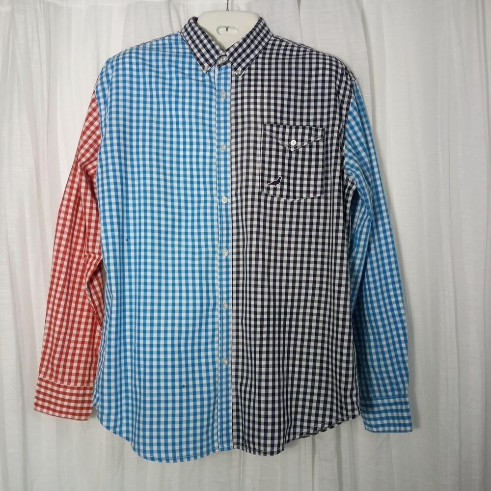 Staple Pigeon Button Shirt XL Color Block Check Pattern Long Sleeve Street Wear